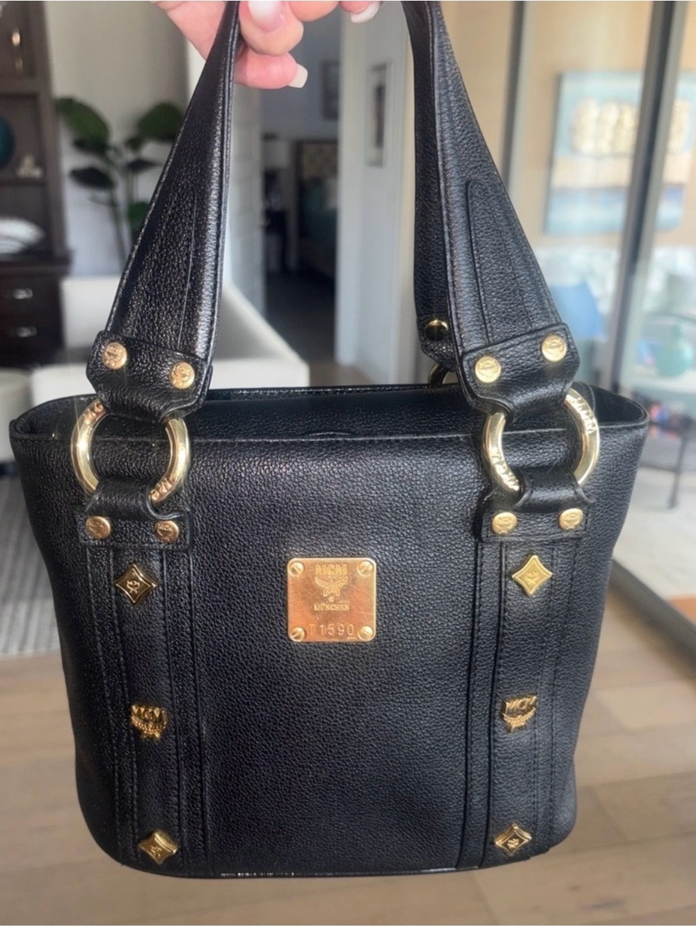 MCM All Leather Studded Tote Bag - EUC - Picture 7 of 8